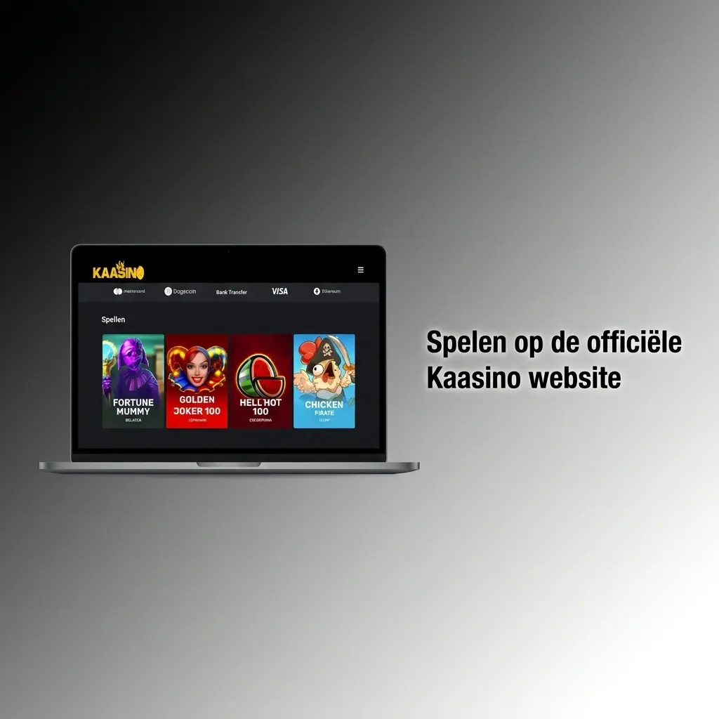 Kaasino officiële website op een laptopscherm
